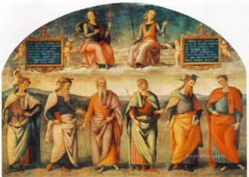 ピエトロ・ペルジーノ Painting - 慎重と正義と六人のアンティーク賢者 1497年 ルネッサンス ピエトロ・ペルジーノ